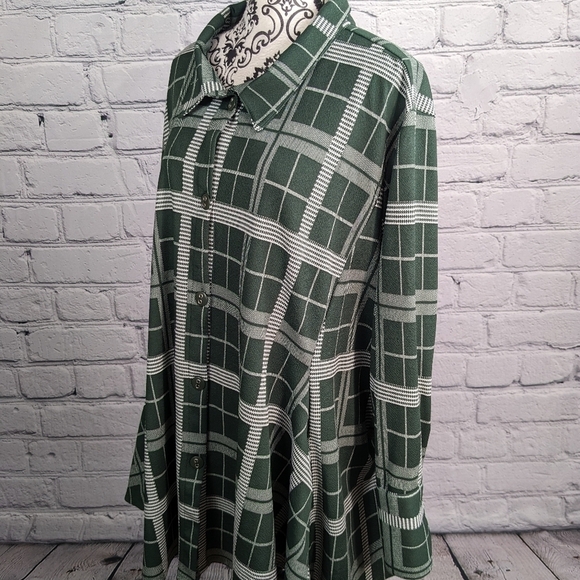 Attitudes womens long sleeve stretch check print button shirt pockets sz 4x bb20 - Picture 10 of 11